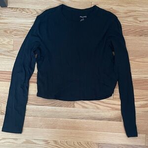 Pilcro Black Long Sleeve Cropped Cotton Top